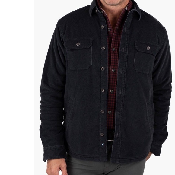TAILOR VINTAGE Comfort Stretch‎ Faux Shearling Corduroy Shirt Jacket Navy Sz XXL - Picture 1 of 10